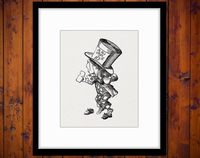 Digital The Mad Hatter Alice in Wonderland Printable Image Download Graphic Vintage Clip Art Jpg Png Eps HQ 300dpi No.1523