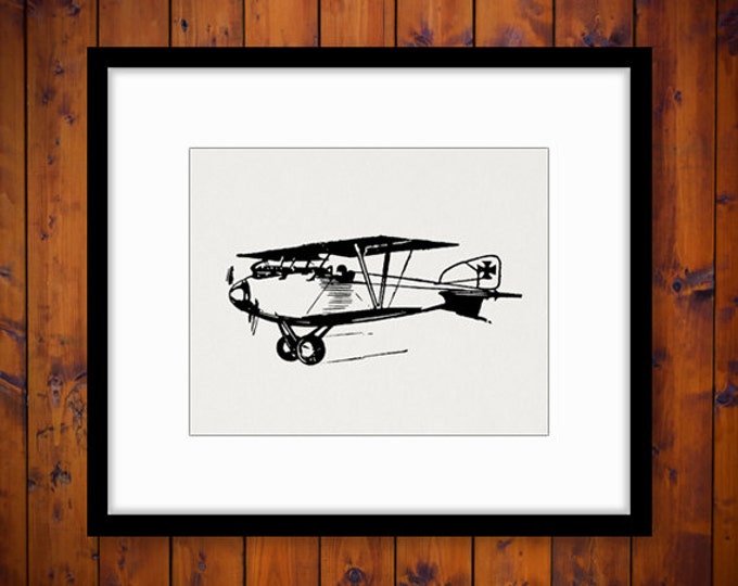 Antique Airplane Printable Image Digital Vintage Plane Graphic Download Clip Art Jpg Png Eps HQ 300dpi No.1049