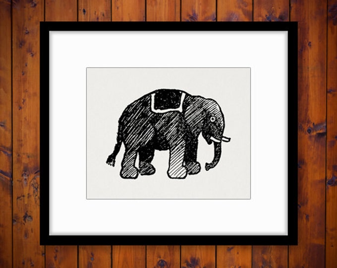 Digital Printable Circus Elephant Download Graphic Illustrated Image Antique Clip Art Jpg Png Eps HQ 300dpi No.2377