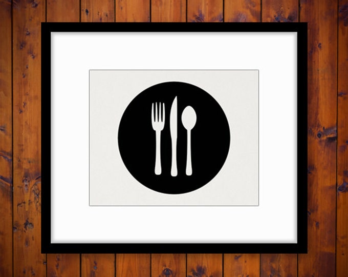 Digital Printable Fork Knife and Spoon Download Silverware Graphic Food Restaurant Kitchen Image Vintage Clip Art HQ 300dpi No.4513