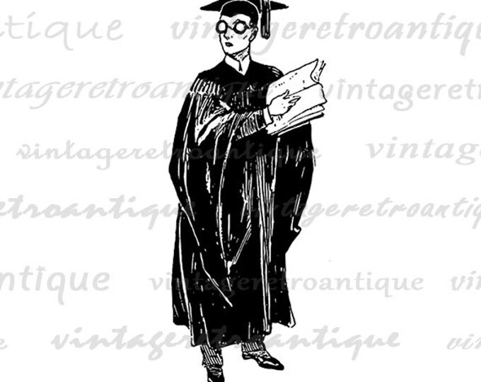 Digital Printable Collage Graduate Graphic Graduation Image Download Vintage Clip Art Jpg Png Eps HQ 300dpi No.3640