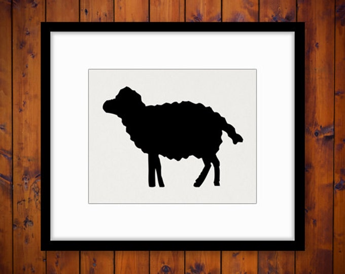 Sheep Printable Image Digital Sheep Silhouette Graphic Farm Animal Shape Lamb Download Vintage Clip Art for Transfers etc HQ 300dpi No.4694