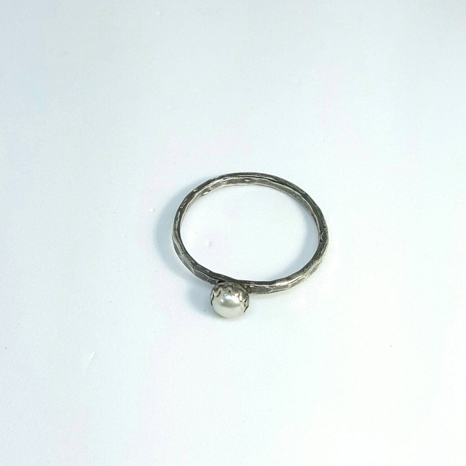 Pearl Stacking Ring Freshwater pearl ring silver stacking