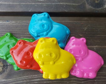 Hippo Crayons set of 10 - Hippo Party Favors - Hippo Birthday - Hippo Party - Hippo Crayons - Shaped Crayons - Hippo Birthday Party Favors