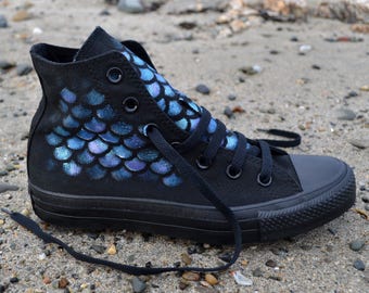 Mermaid Converse, Mermaid Shoes, Custom Converse, Little Mermaid, Mermaid Gift, Mermaid Cosplay, Painted Converse, Mermaid Tail