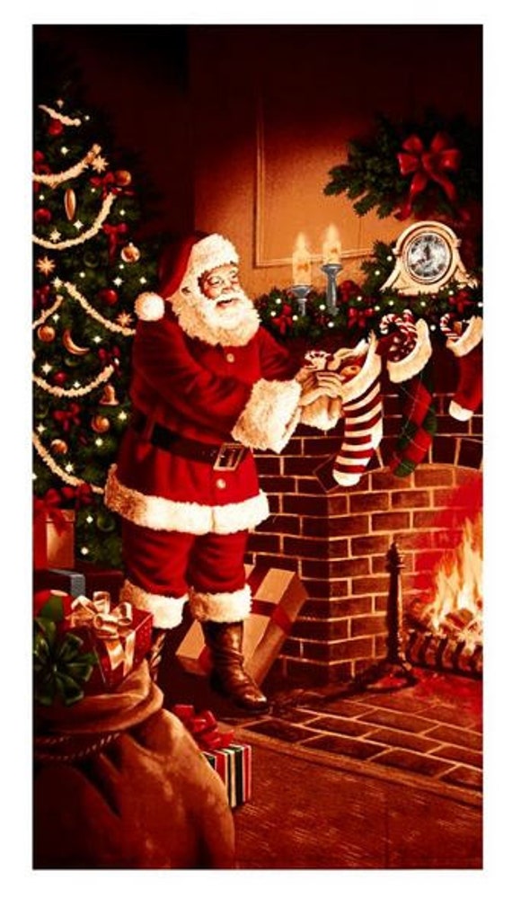 Santa Panel Santa Filling Stockings RJR Good Tidings One