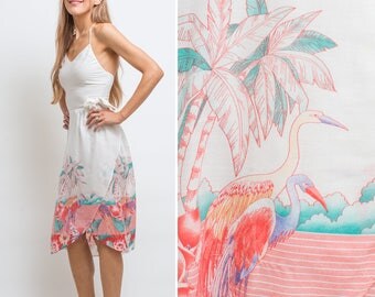 HAWAII Summer Dress Vintage xsmall Hawaiian 70s TROPICAL SUMMER Sundress