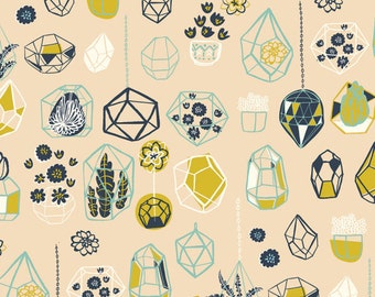 Hidden Garden Hanging Terrarium Shell Poplin by Miriam Bos for Birch Fabrics, Quilting Cotton, Organic Poplin - Half Yard or By the Yard