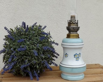 French oil lamp traditional ceramic oil lamp French home decor vintage French bedroom light ceramic oil lamp baby blue ceramic lamp