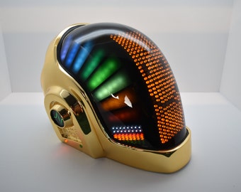 DP Chrome Helmet With Full Leds And Front Matrix. Includes gloves, stand, neckalce, and new smart phone