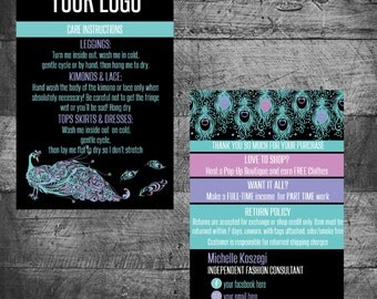 Lularoe Thank you / Care Card, Peacock Leggings marketing, Peacock cards, Chalk, digital file, marketing, custom thank you /care card