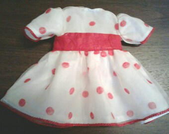 1/2 SALE Doll dress Shirley Temple style white & red polka dot dress and panties