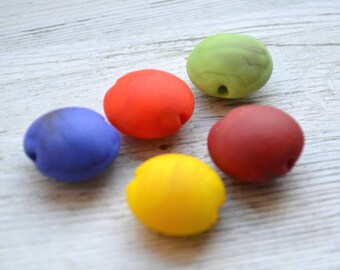 Handmade Lampwork Glass Beads - Rainbow Lentils - SRA