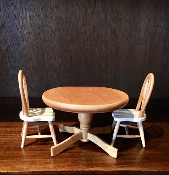 Dollhouse Miniature Kitchen Table and Chairs by Pastfinds on Etsy