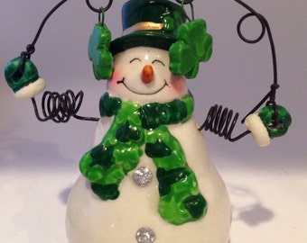 Irish Snowman Personalized Christmas Ornaments