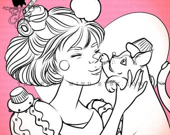 Digital stamp- Aurora 'Cupcake fight'- 300dpi JPG/PNG files -MAC0371