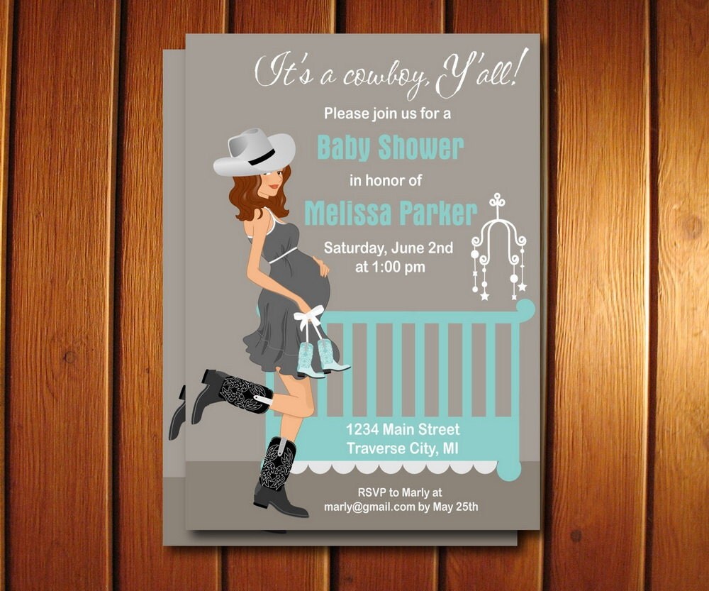 Cowboy Baby Shower Invitations Country Western Boy Invite