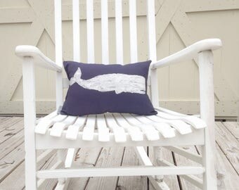 Whale Pillow - nautical pillow, nautical decor, whale decor, sperm whale, Nantucket whale