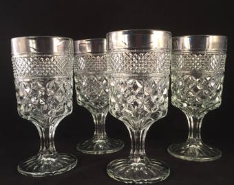 Set of 4 Wexford Stemmed Glasses, Goblets, Drinking Glasses 8 oz.