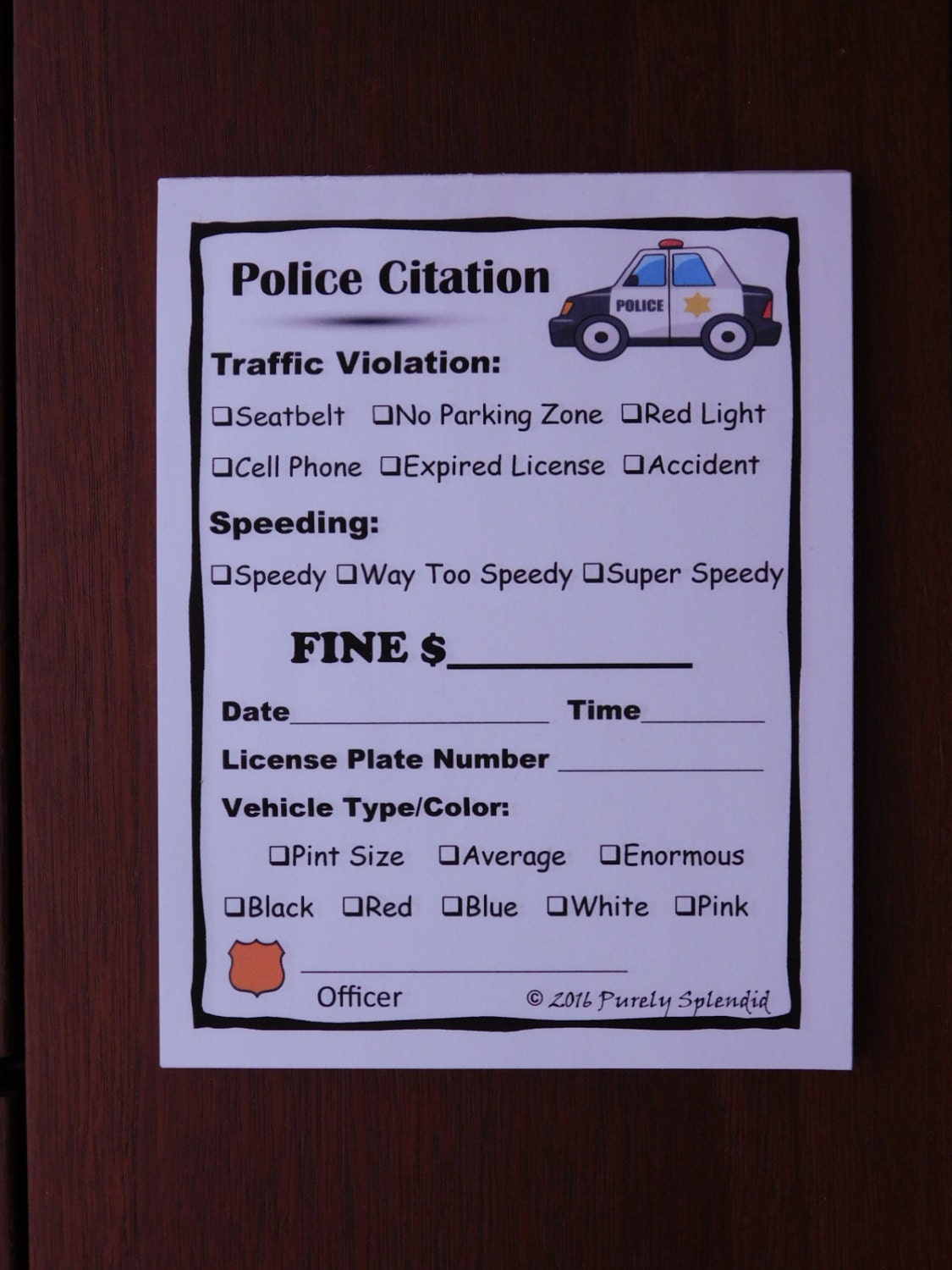 Printable Traffic Ticket Template