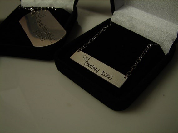 Personalized Bar necklace in solid sterling silver. Handwriting bar necklace. Custom bar necklace. Handwriting jewelry. Handwritten jewelry