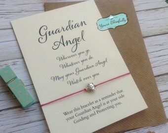 Angel Friendship Bracelet, Guardian Angel Card, Angel Bracelet, Angel Gift, Gift for Loss, Sympathy, Guardian Angel Gift, Angel Exam Guide