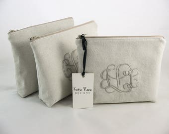 Personalized Makeup Bag, Monogram Makeup Bag, Large Makeup Bag, Bridesmaid Makeup Bag, Eco Bag