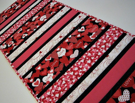 Quilted Table Runner Valentine's Day Table Runner