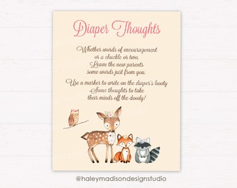 Sweet Woodland Baby Shower Game Diaper Thoughts Instant