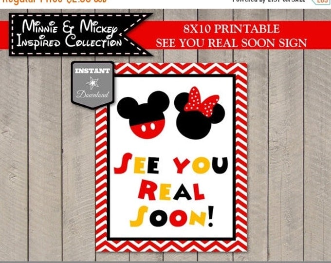 SALE INSTANT DOWNLOAD Girl and Boy Mouse Chevron Printable 8x10 See You Real Soon Party Sign / Girl & Boy Mouse Collection / Item #2109