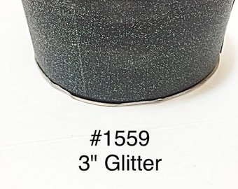 2/3/5 yard - 3" Solid Glitter Black Jumbo Grosgrain Ribbon Cheer Bow