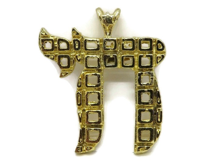 Vintage Gold Plated Sterling Silver Chai Pendant, Chanukah Gift