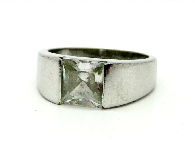 ON SALE! Vintage Princess Cut Topaz Sterling Silver Ring, Size 7