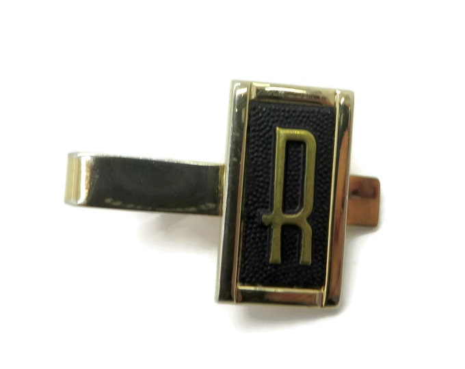 Monogrammed Swank Tie Bar, Initial "R" Vintage Tie Clip, Men's Suit Accessory
