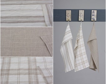 Wholesale 10 x Linen Tea Towels Natural / Striped / Checked / Plain / New Spring Collection