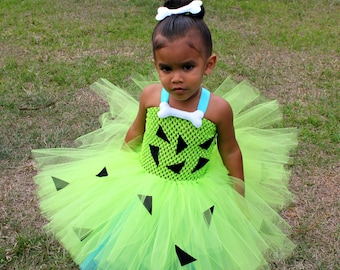 Pebbles costume/ flintstone costume/ pebbles tutu/ caveman costume/ caveman costume/ flintstone tutu/ pebbles tutu dress