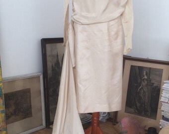 VTG 20s Wedding Flapper Dress with train downton abbey gown boardwalk empire 1920s Edwardian queen