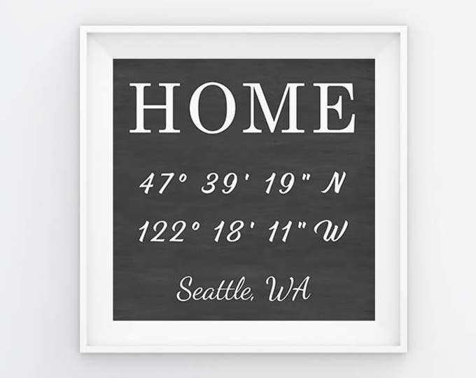 Home Coordinates, Printable Poster, Home Coordinates Print, Typography Print, Wall Art, Wall Decor, Black and White Print, Personalized