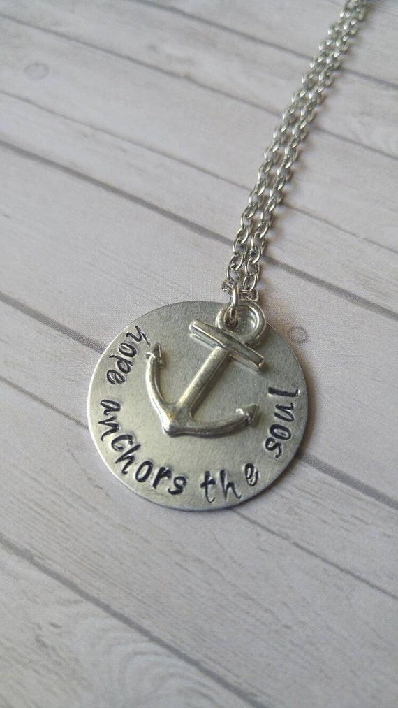 Hope anchors the soul stamped necklace