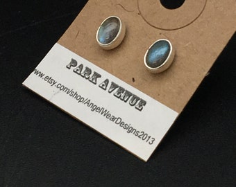 Labradorite Stud Earrings, Labradorite Post Earrings, Sterling Silver Stud Earrings, Silver Post Earrings, Earrings Under 50