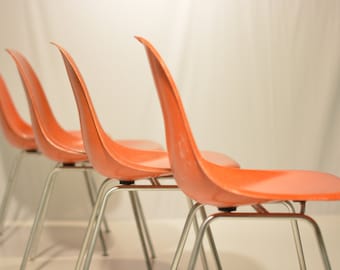 Orange Eames Herman Miller Shells on H-Base