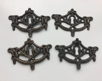 Set of 2 Vintage Brass Keyhole cover, escutcheon, keyhole frame plate