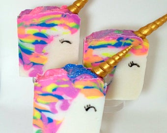 Goldie The Unicorn Handmade Soap, luxury soap, unicorns, gifts for her, artisan soap, rainbow, free domestic shipping, unicorn gifts, gold