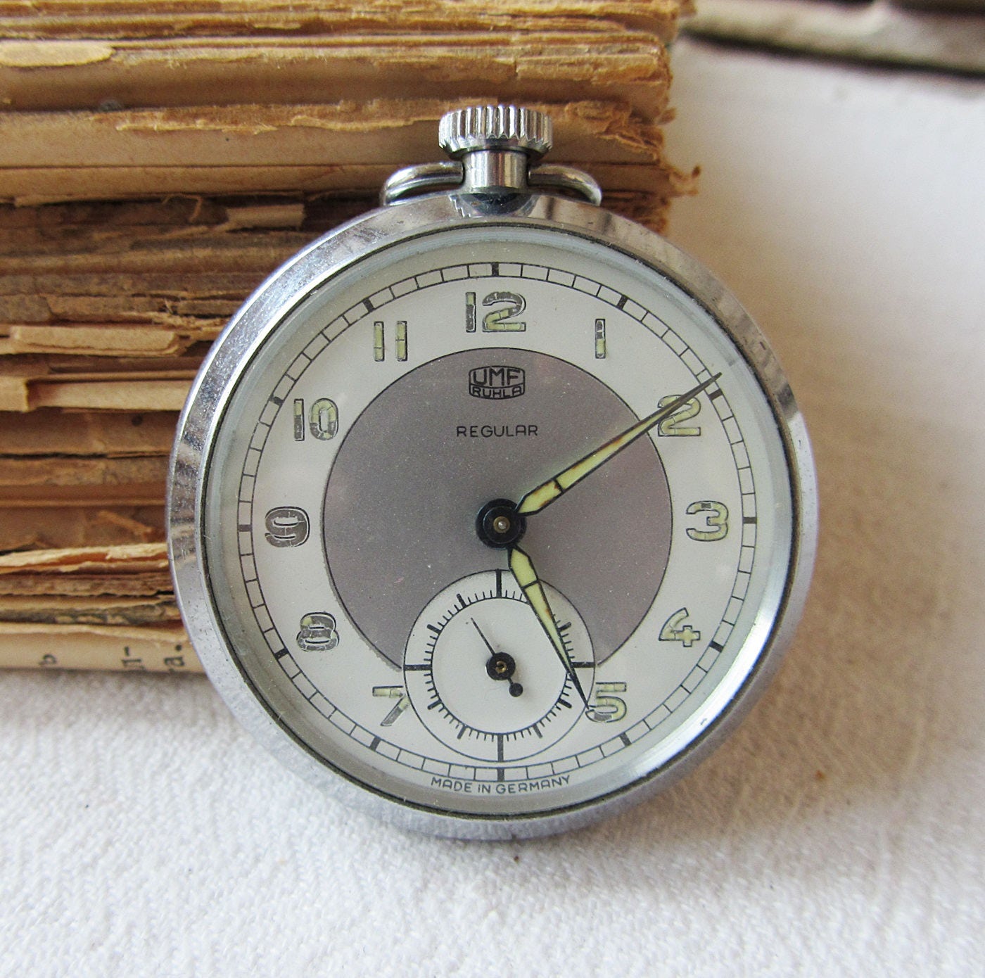 Rare German Vintage Pocket Watch Ruhla Regular UMF Retro Watch