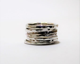 Stacking Rings - Sterling Silver Stacking Rings - Thin Stacking Rings - Hammered Rings - UK Handmade by Lady C Jewellery