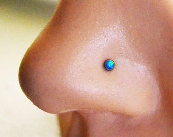 Opal Nose Stud, Fire Opal Nose Pin, Tiny Nose Stud, Tiny Fire Opal Nose Ring, Nose Pin Stud Post, Nose Jewelry Silver 316L Surgical Steel