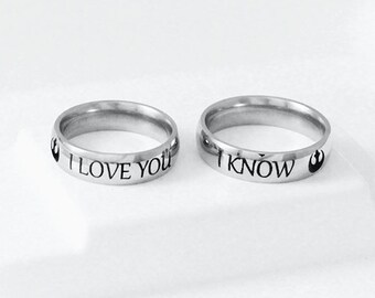 I Love You I know Ring Set Stainless Steel, Couple Ring, Engagement Ring, Geek Ring, Geekery, Alliance Ring, Wedding Gift,