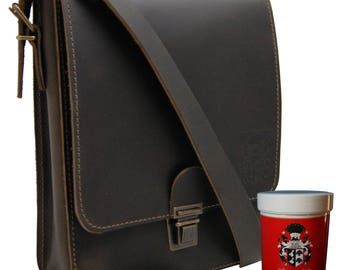 Shoulder bag ARISTOTELES brown genuine leather