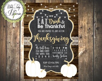 Thanksgiving invitation, Digital Thanksgiving invitation, Friendsgiving invitation, Printable Thanksgiving invitation, Rustic Thanksgiving