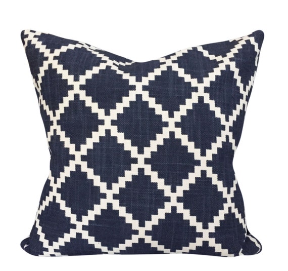 Duralee Blue Trellis LuLu DK Decorative Pillow Cover Both